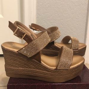 Brown wedge sandals